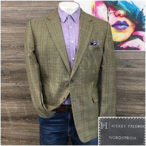 Mens Hickey Freeman Blazer Sport Coat Sport Jacket Wool Silk 46R Men Button Suit
